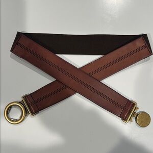 Brown Leather Belt with Gold Buckle 34 to 41 stretch